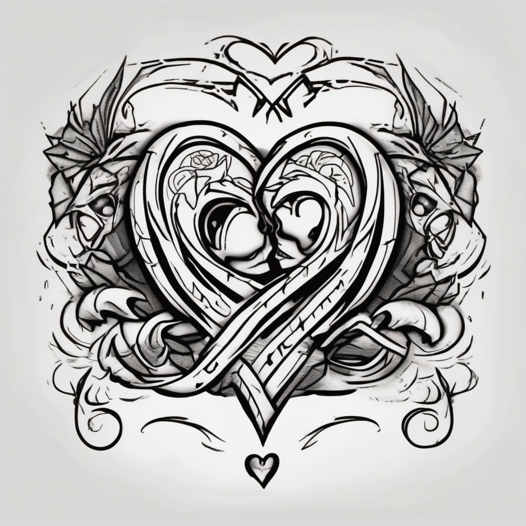 tattoo that represents the love between two people for eternity english dragon tattoo, AI-generated Old School tattoo design